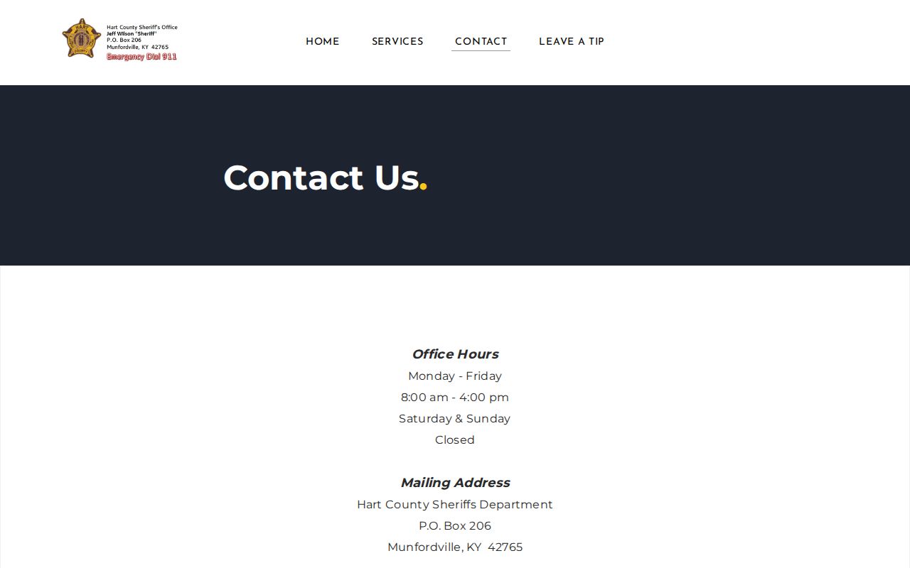 Hart County arrest report Sheriff contact channels