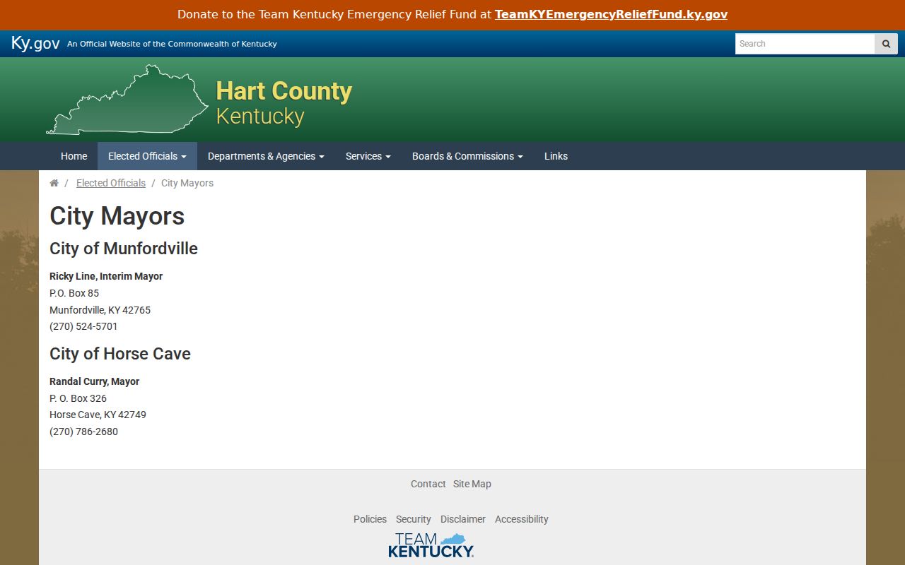 Hart County mayors source for Munfordville criminal records civic context